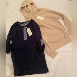 NWT Hope & Henry sweater hoodie and henley shirt sz M organic cotton two pieces